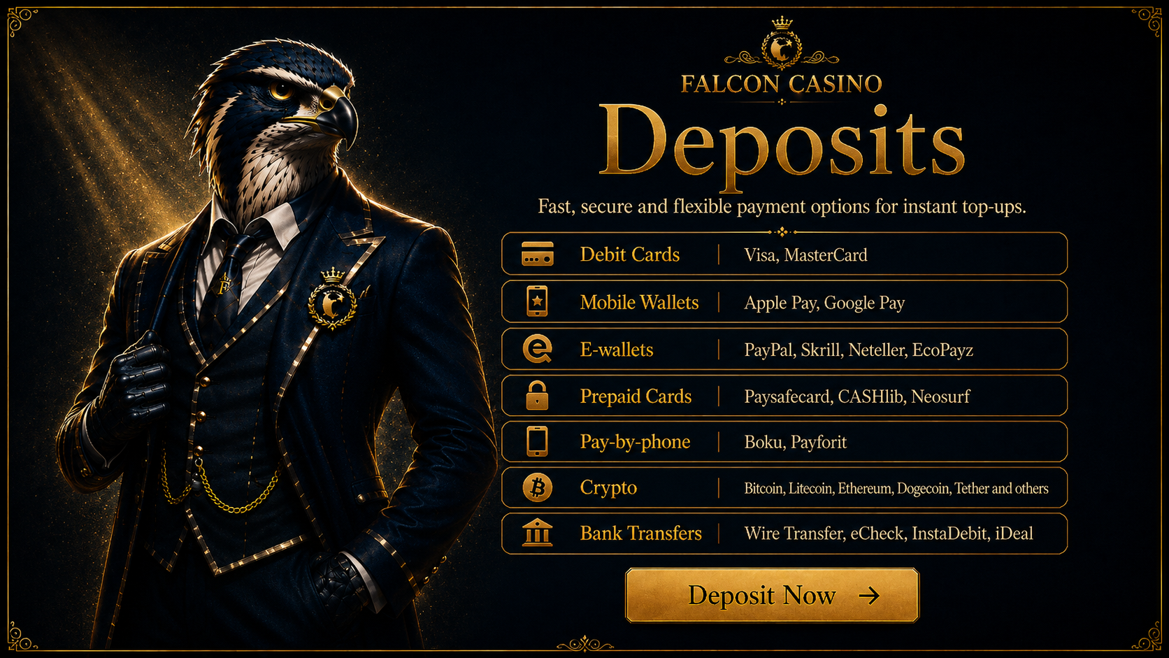 Falcon Casino Deposit – Fast & Flexible Payment Methods