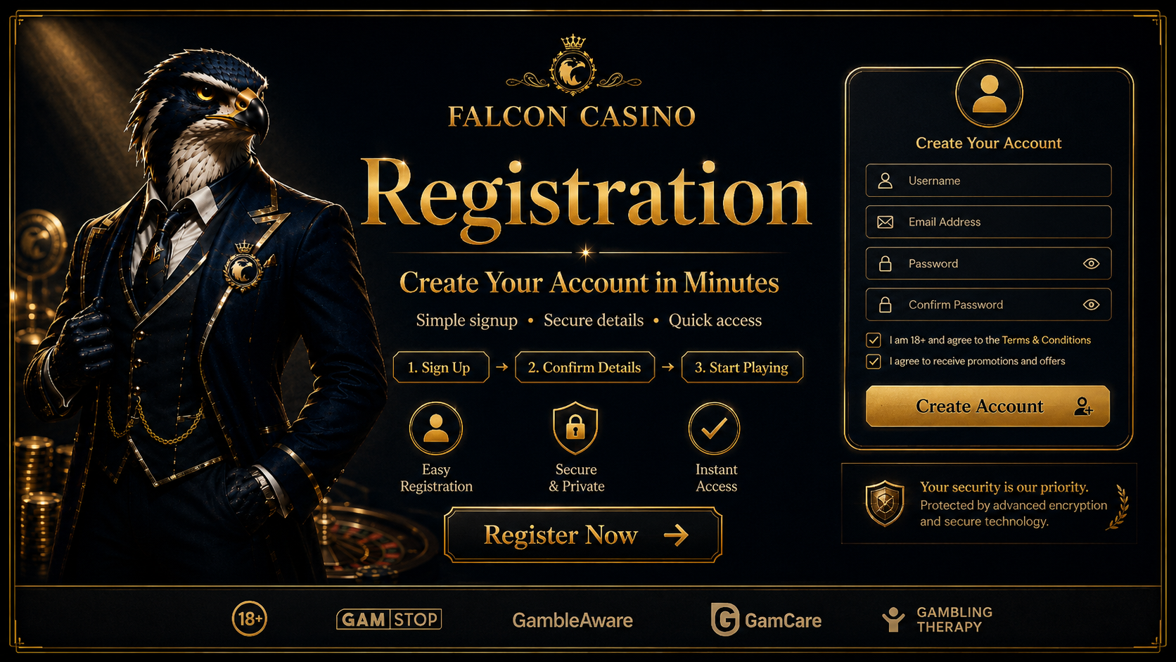 Falcon Casino Sign Up – Create Your Account & Claim Your Bonus