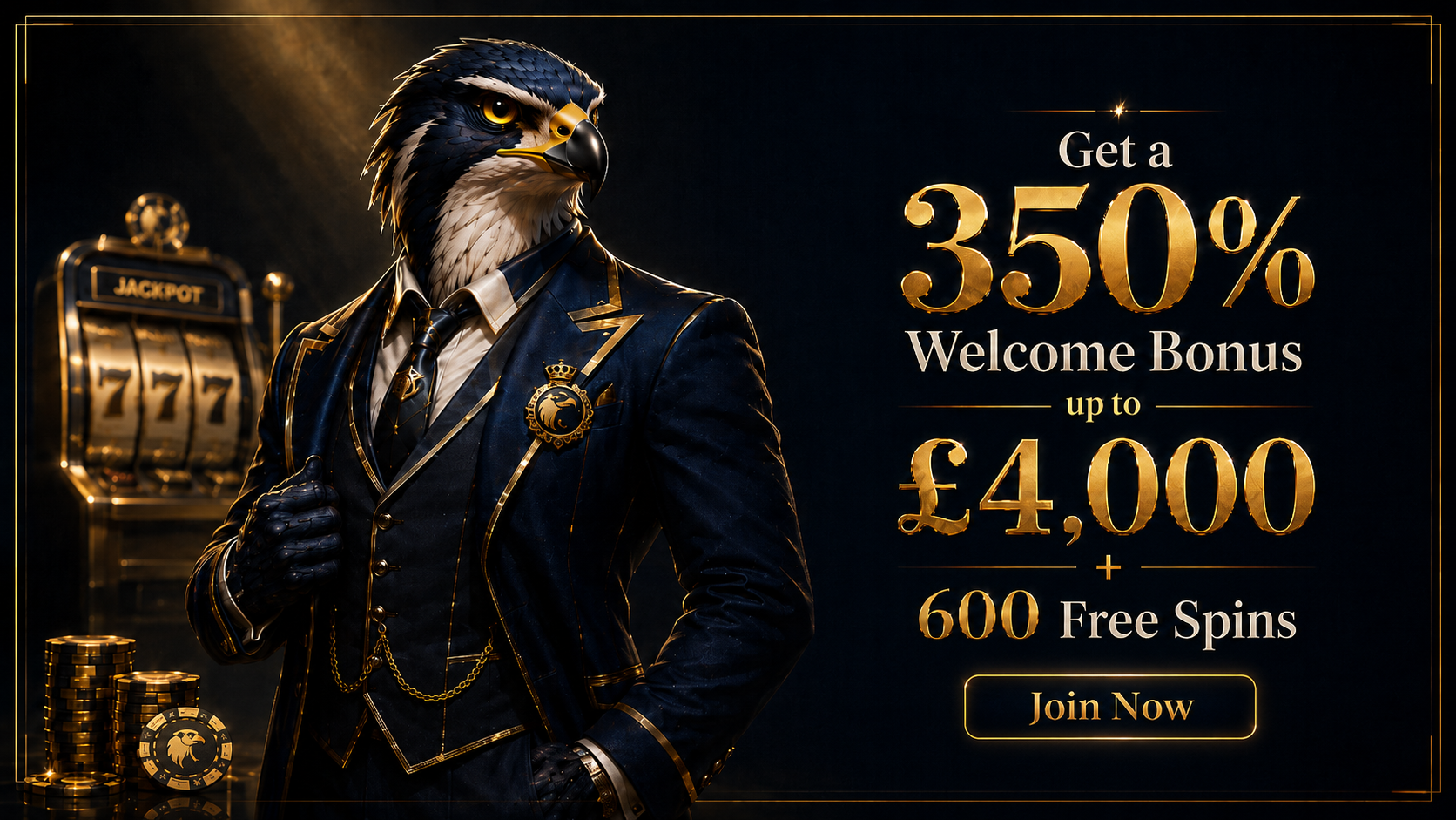 Falcon Casino UK – 350% Welcome Bonus up to £4,000 + 600 Free Spins